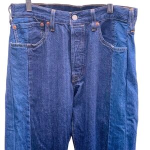 Levis 501 Jeans Men's 32 x 34 Blue Two Tone Colorblock Patchwork Button Fly